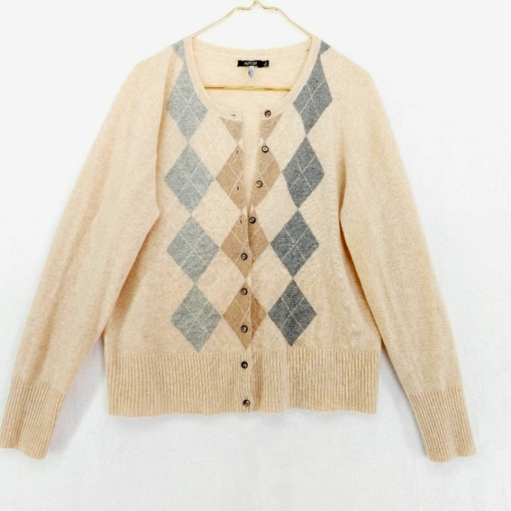 Apt.9 Cashmere Argyle Cardigan Sweater